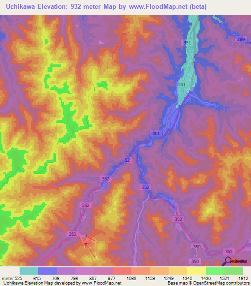 Uchikawa,Japan Elevation Map