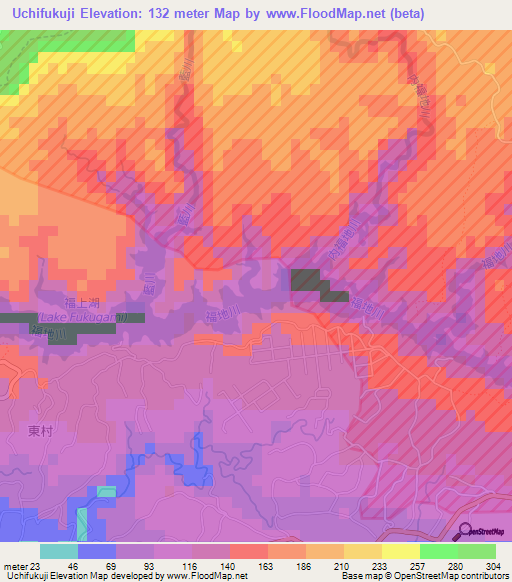 Uchifukuji,Japan Elevation Map