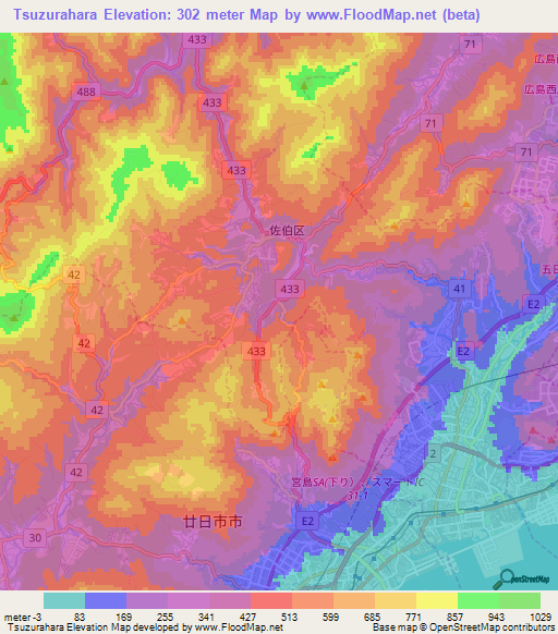 Tsuzurahara,Japan Elevation Map