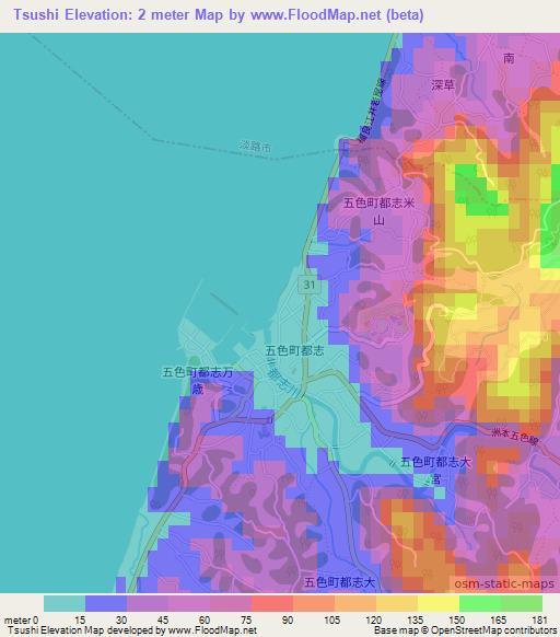Tsushi,Japan Elevation Map