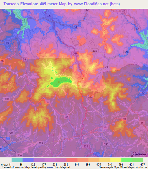 Tsusedo,Japan Elevation Map