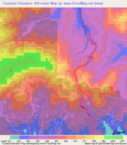 Tsusedo,Japan Elevation Map