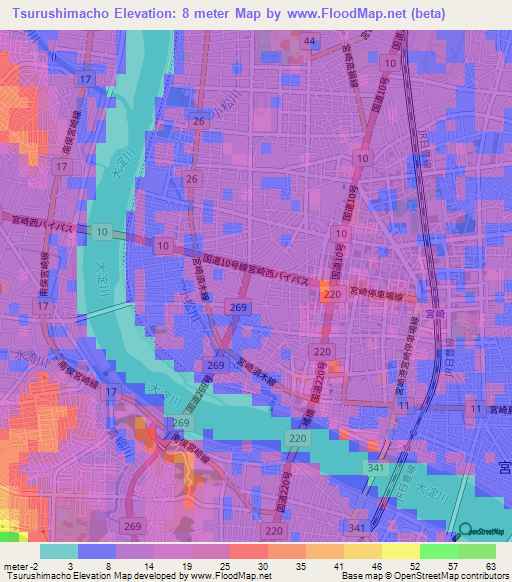 Tsurushimacho,Japan Elevation Map