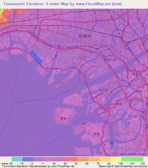 Tsurumachi,Japan Elevation Map