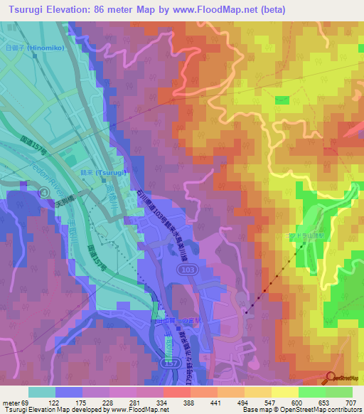 Tsurugi,Japan Elevation Map