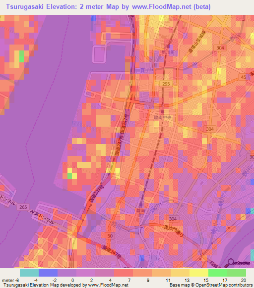 Tsurugasaki,Japan Elevation Map
