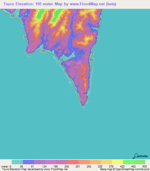 Tsuro,Japan Elevation Map