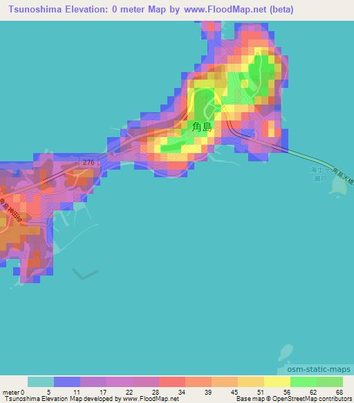 Tsunoshima,Japan Elevation Map