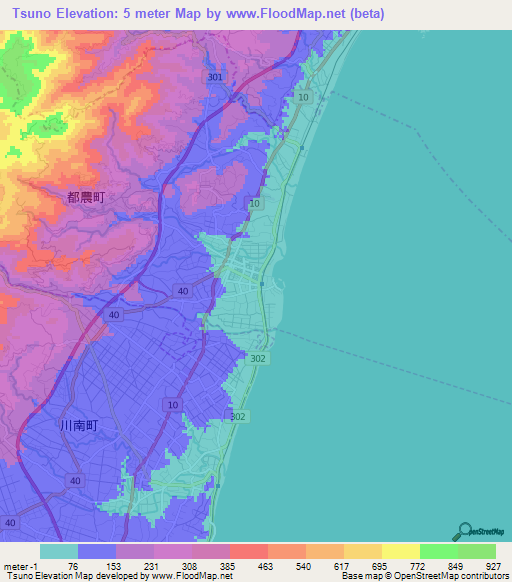 Tsuno,Japan Elevation Map