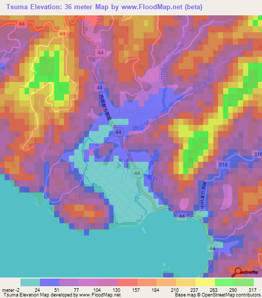 Tsuma,Japan Elevation Map