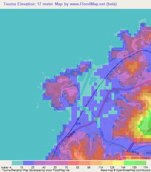 Tsuma,Japan Elevation Map