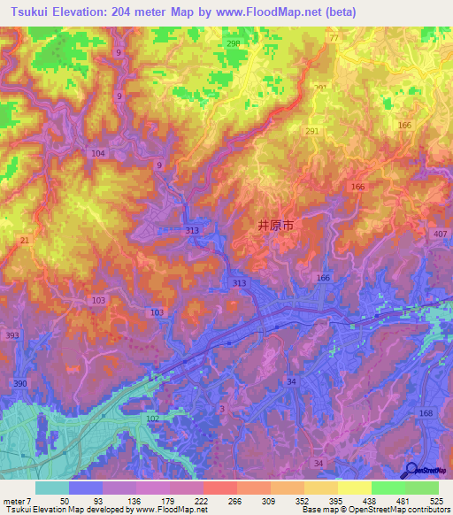 Tsukui,Japan Elevation Map