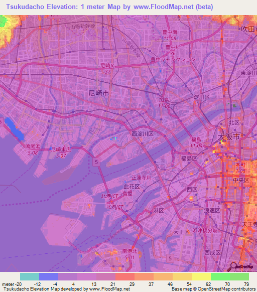 Tsukudacho,Japan Elevation Map