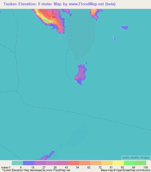 Tsuken,Japan Elevation Map