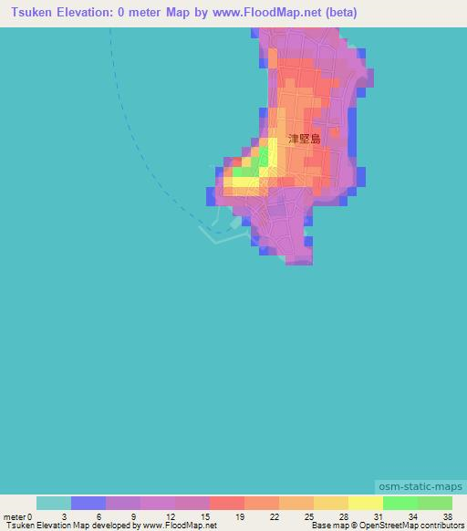 Tsuken,Japan Elevation Map