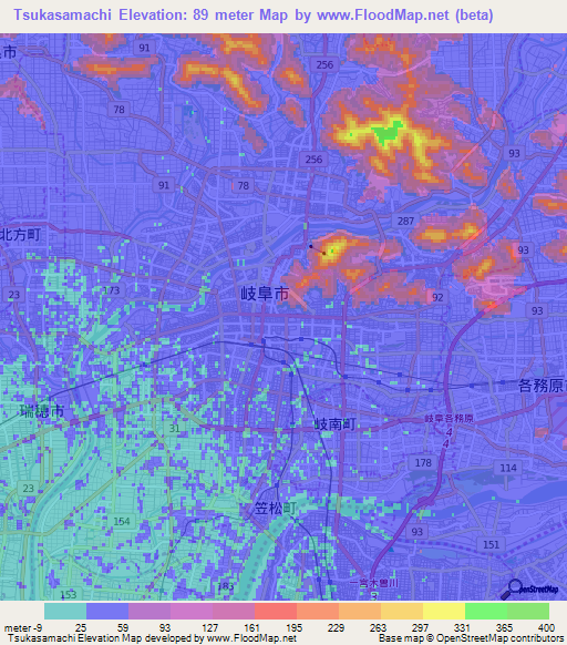 Tsukasamachi,Japan Elevation Map