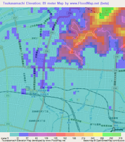 Tsukasamachi,Japan Elevation Map