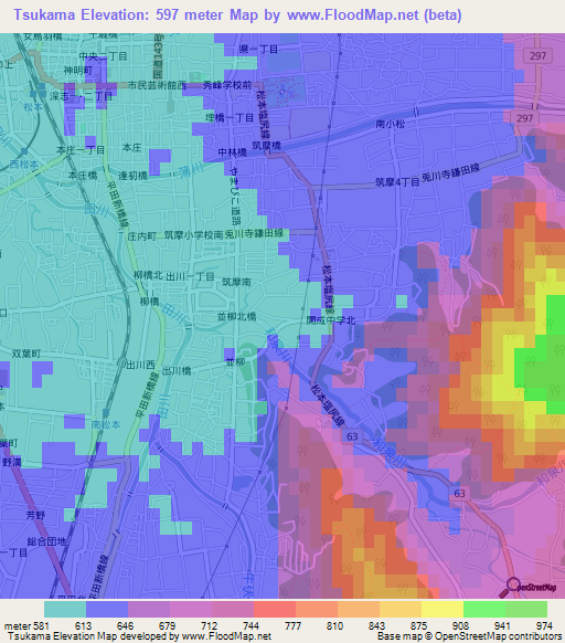 Tsukama,Japan Elevation Map