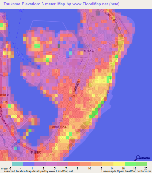 Tsukama,Japan Elevation Map