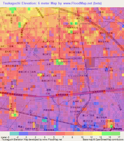 Tsukaguchi,Japan Elevation Map