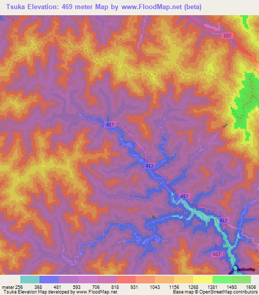 Tsuka,Japan Elevation Map