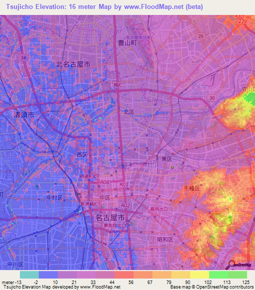 Tsujicho,Japan Elevation Map