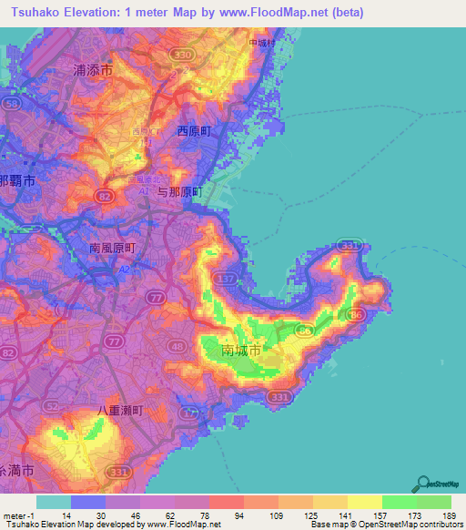 Tsuhako,Japan Elevation Map