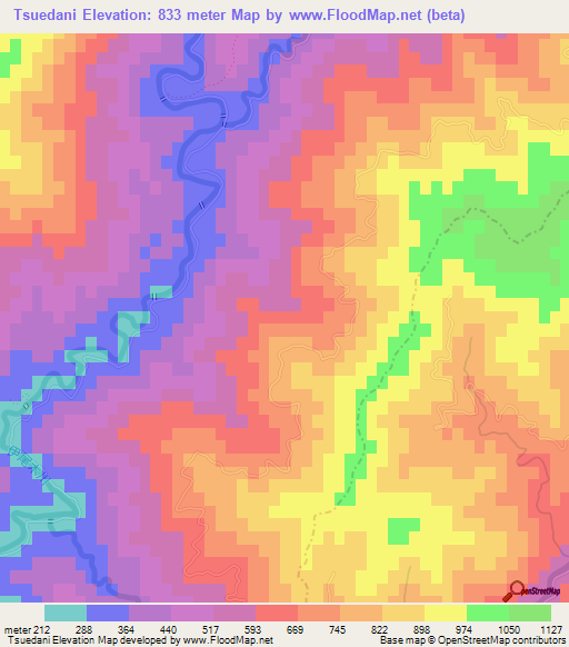 Tsuedani,Japan Elevation Map