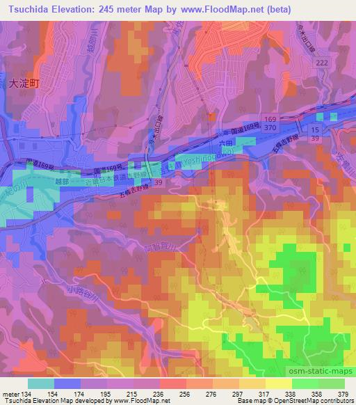 Tsuchida,Japan Elevation Map