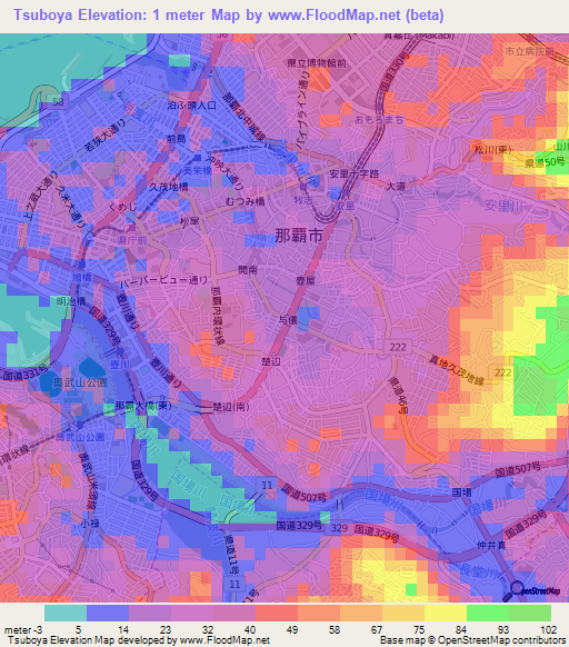 Tsuboya,Japan Elevation Map