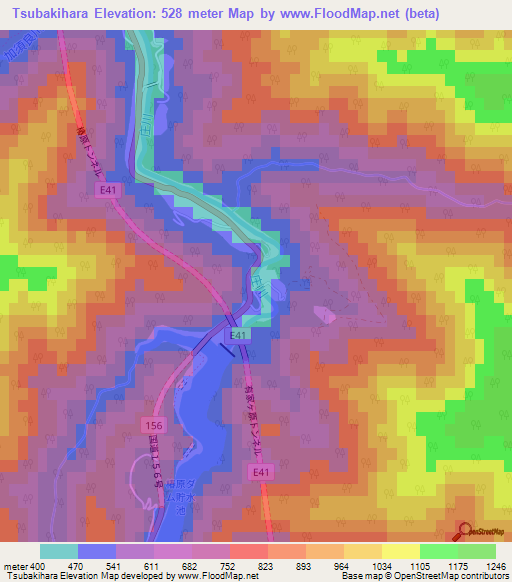 Tsubakihara,Japan Elevation Map