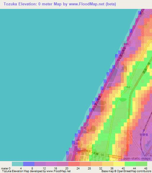 Tozuka,Japan Elevation Map