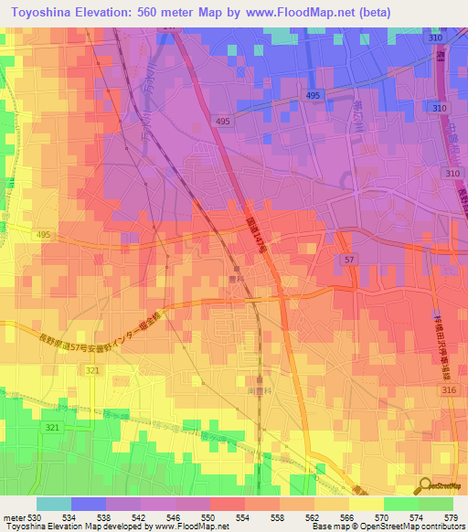 Toyoshina,Japan Elevation Map