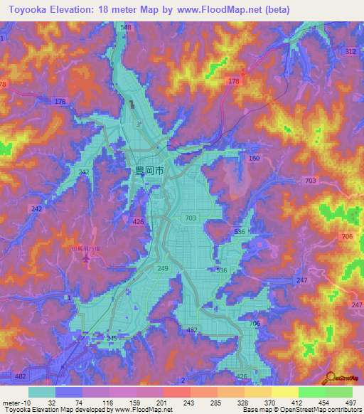Toyooka,Japan Elevation Map