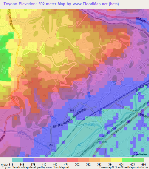 Toyono,Japan Elevation Map