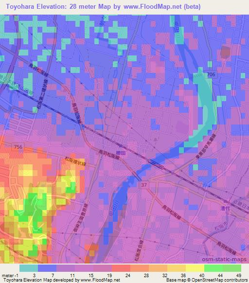 Toyohara,Japan Elevation Map