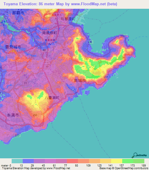 Toyama,Japan Elevation Map