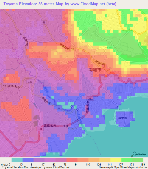 Toyama,Japan Elevation Map