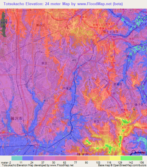 Totsukacho,Japan Elevation Map