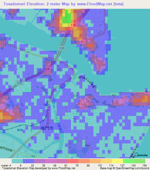 Tosadomari,Japan Elevation Map
