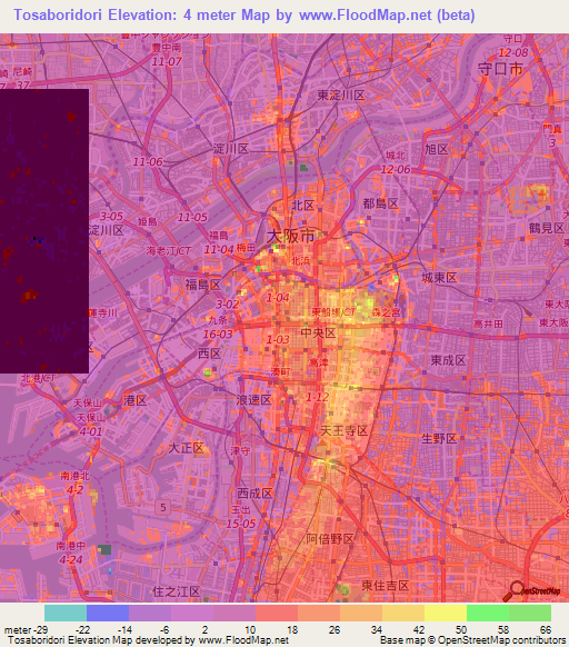 Tosaboridori,Japan Elevation Map