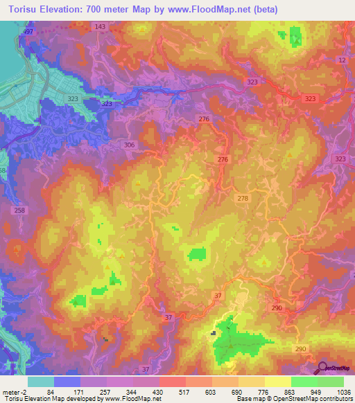 Torisu,Japan Elevation Map