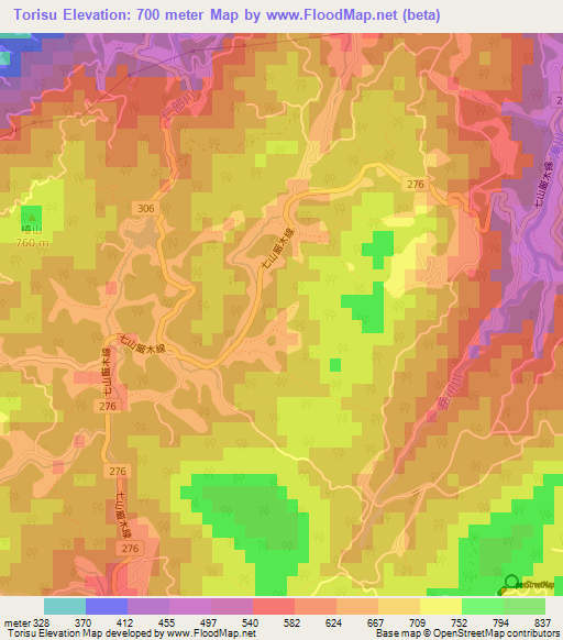 Torisu,Japan Elevation Map