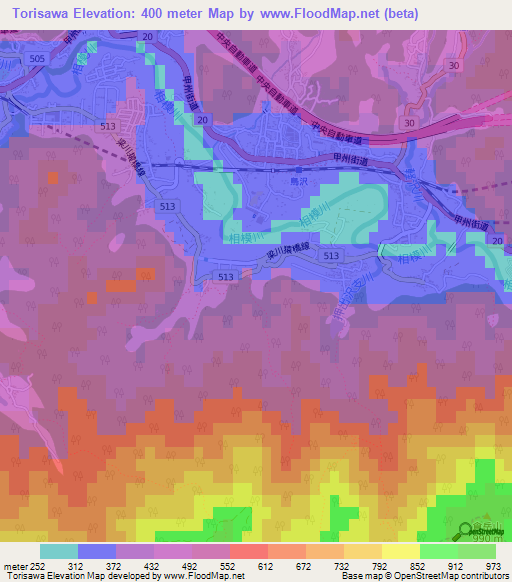 Torisawa,Japan Elevation Map