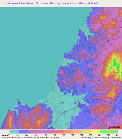 Torikaiura,Japan Elevation Map