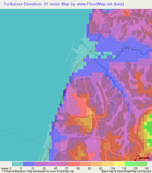Torikaiura,Japan Elevation Map