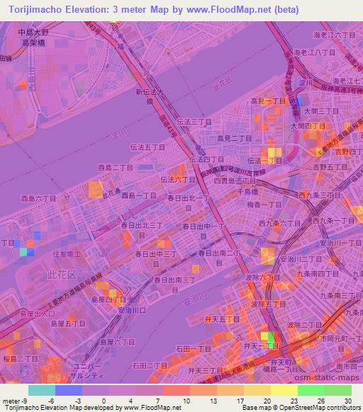 Torijimacho,Japan Elevation Map
