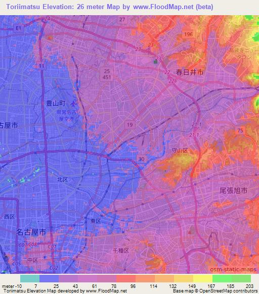 Toriimatsu,Japan Elevation Map
