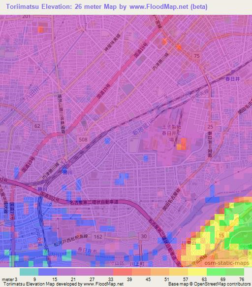Toriimatsu,Japan Elevation Map