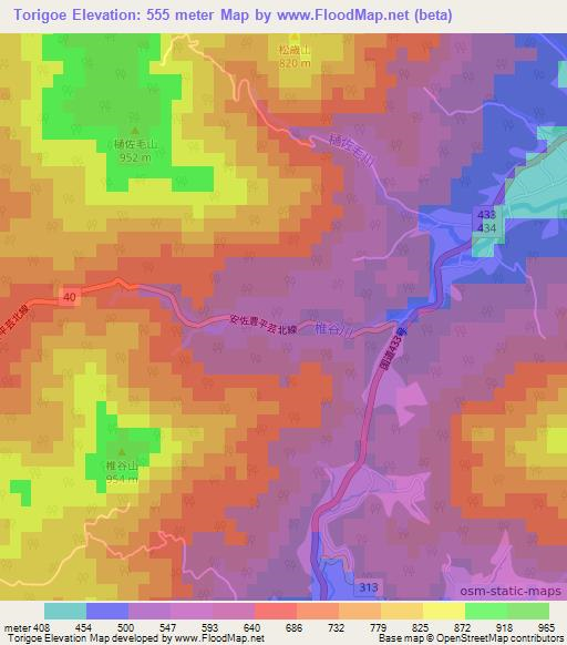 Torigoe,Japan Elevation Map